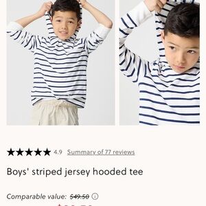J. Crew Factory Boys' White and Navy Striped Hoodie